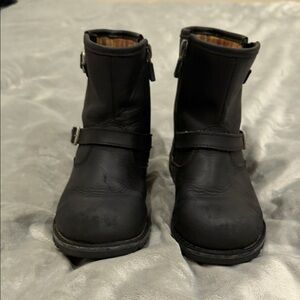 Black Leather Ankle Harness Boots